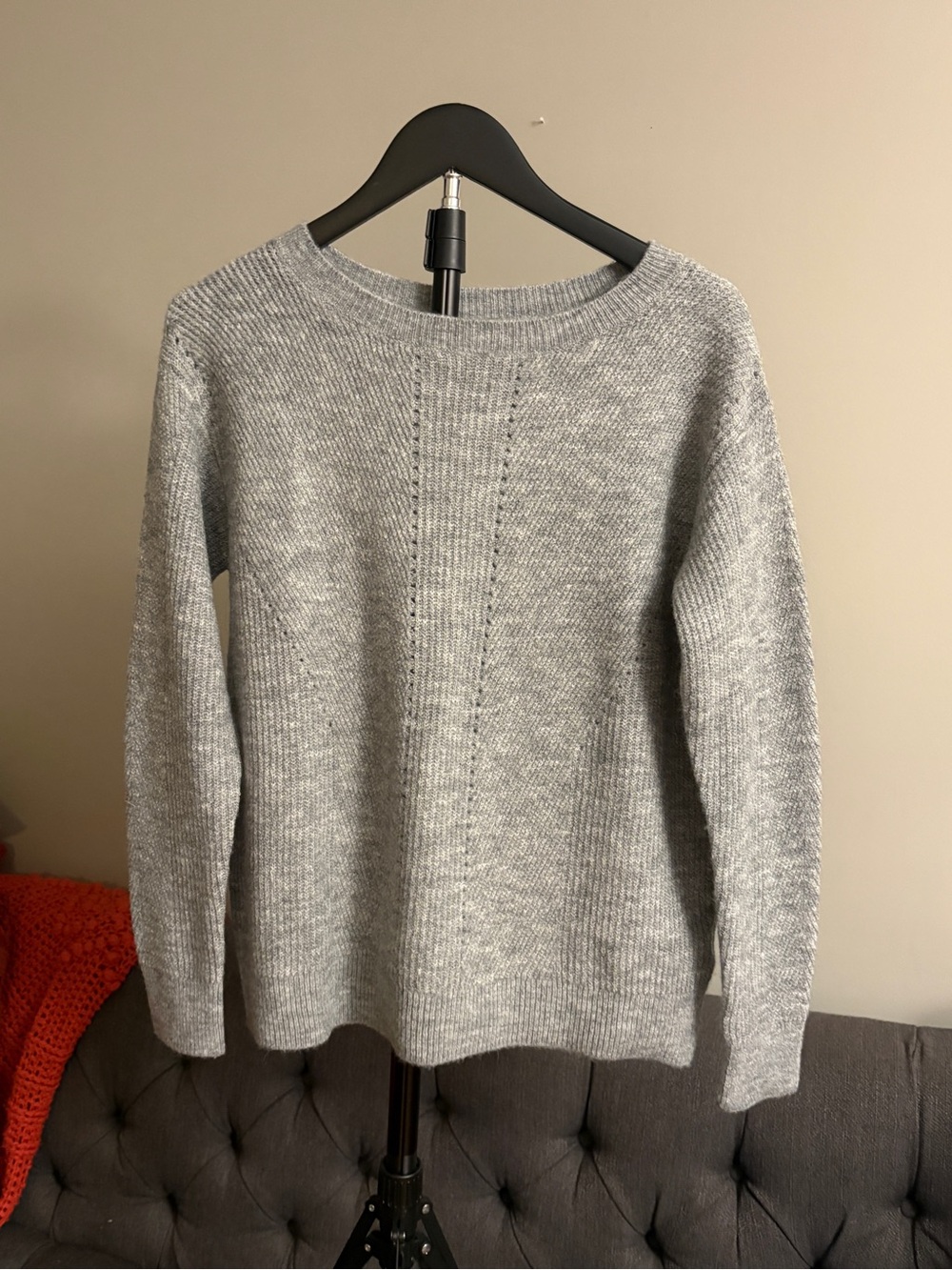 Banana Republic Light Gray Ribbed Knit Sweater